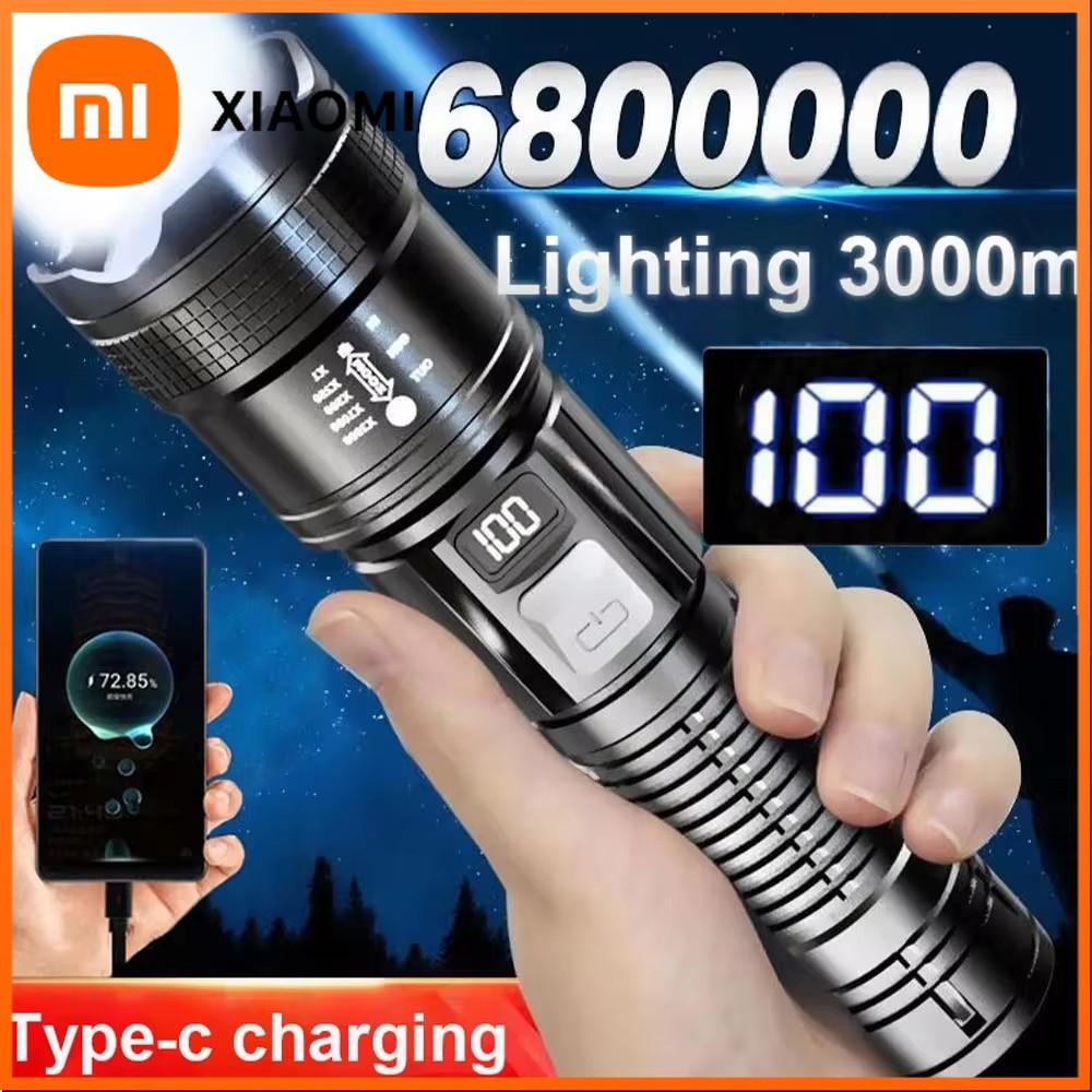 Xiaomi Super Bright LED Flashlight High Power Long Range USB Rechargeable Tactical Torch Outdoor Waterproof Camping Fishing Lantern