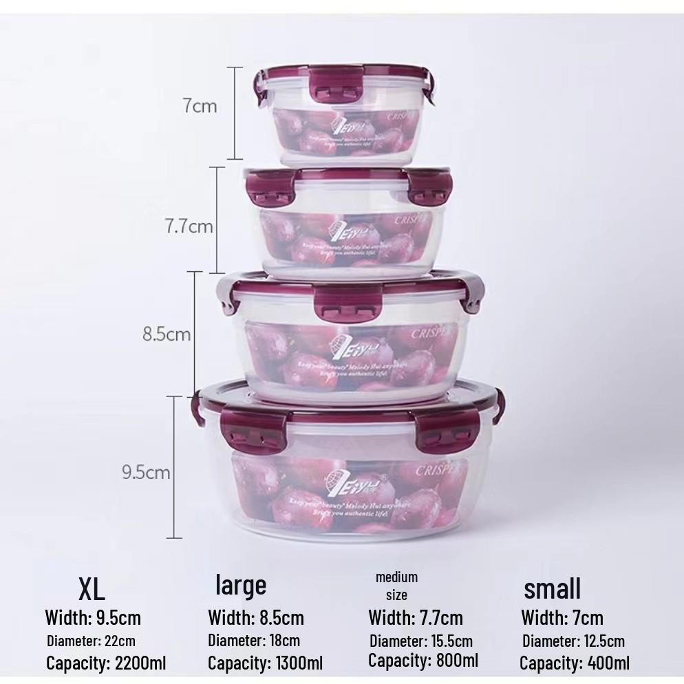 Round Microwave-Safe Food Storage Containers - Fresh-Keeping, Food Grade, Sealed Boxes for Kitchen & Refrigerator