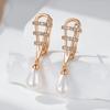 Unique Water Drop Pearl Drop Earrings For Women Luxury  Rose Gold Color Natural Zircon Accessories Daily Fine Jewelry