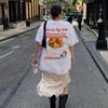 Oversized Back Print Croissant Coffee T Shirt Y2k Retro Streetwear Graphic Tees Cute Bread Lover Shirt Women Aesthetic Clothing
