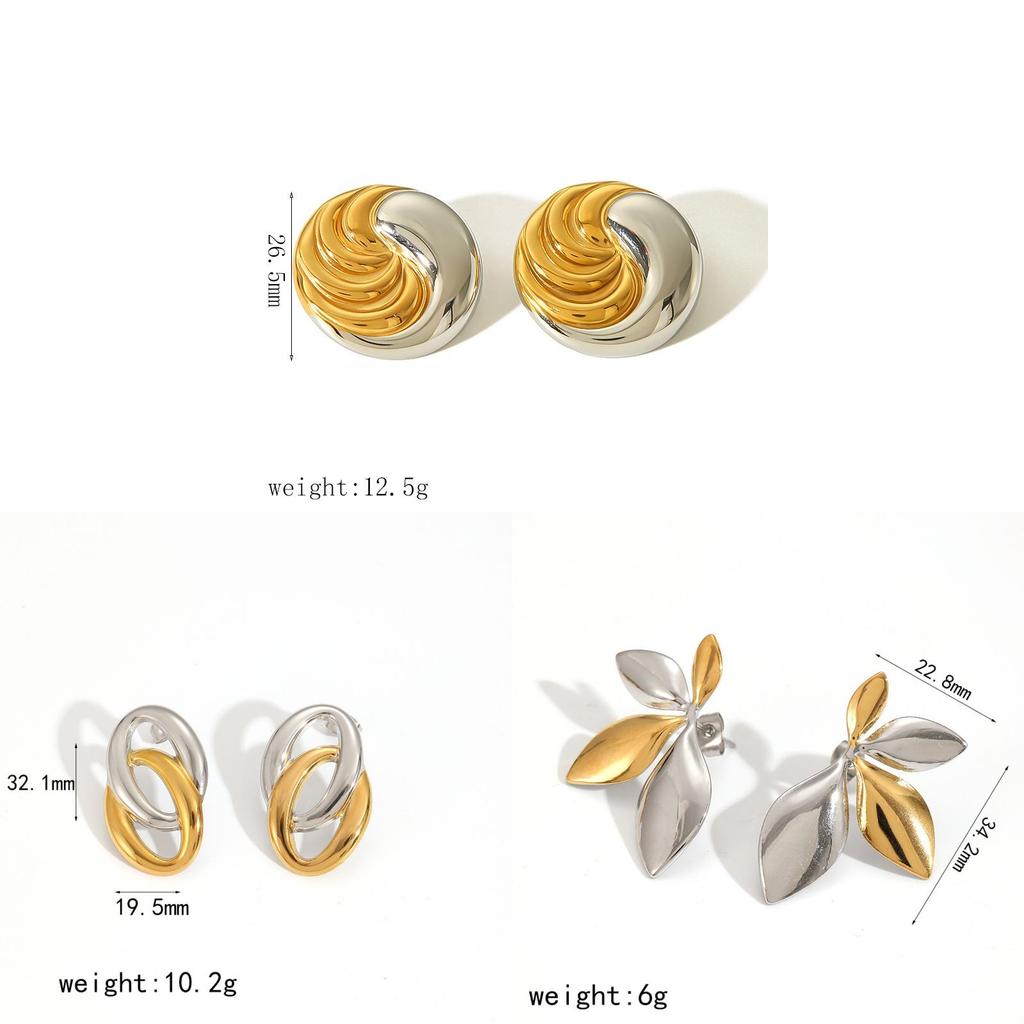 Boucles d'oreilles géométriques modernes en acier inoxydable pour femmes avec surface plaquée et look élégant