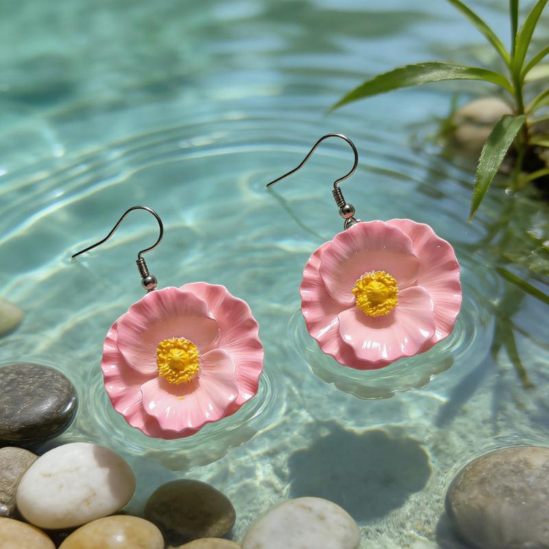 Neue Boho 3D Blumen Hängeohrringe für Damen Bunte Harz Blumen Hängeohrringe für Sommer Strandurlaub Tägliches Tragen Schmuck
