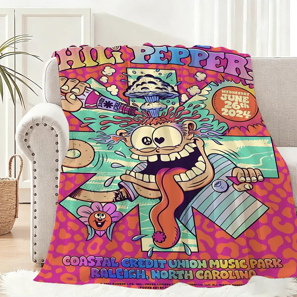 Red Hot Chili Peppers band Throw Lightweight 240g Flannel Blanket Soft Skin-friendly for Summer Cooling 75x90cm
