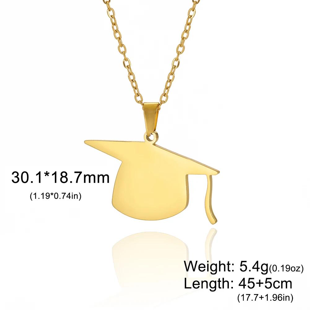 Cazador Graduate Hat Pendant Necklaces for Women Men Student Graduation Gift 2026 Stainless Steel Bachelor Cap Necklace Jewelry