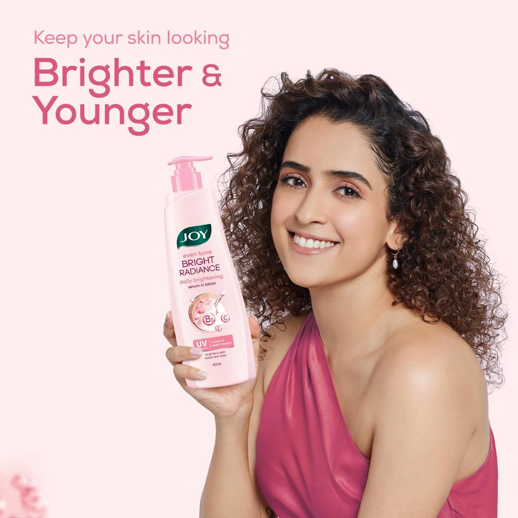 Joy Even Tone Bright Radiance Brightening Summer Body Lotion 400ml | With Niacinamide & Alpha Arbutin | Removes Tan, Dark Spots & Restores Natural