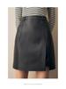 Women's Retro A-line Leather Skirt with Slit - Petite Summer 2025 Edition