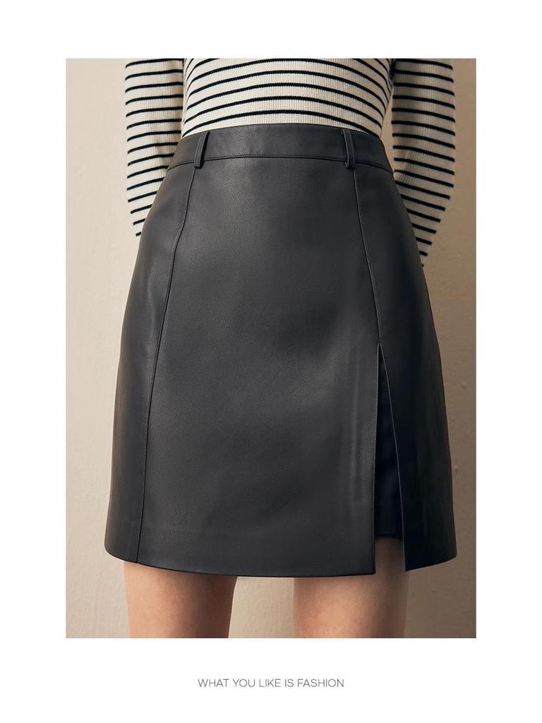 Damen Retro A-Linien Lederrock mit Schlitz - Petite Sommer 2025 Edition