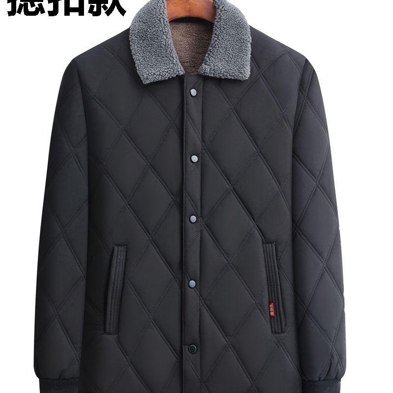 Men's Thickened Lambswool Cotton Jacket for Dad and Grandpa - Warm Winter Outerwear for Middle-Aged and Elderly.