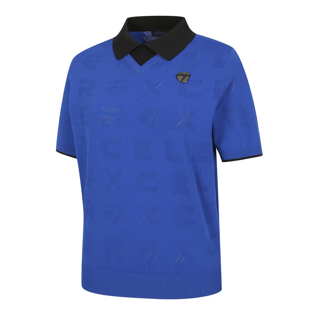 TAYLORMADE APPAREL 26Ss Women'S All-Over Lettering Collar Short Sleeve Knit T8031S66122-907