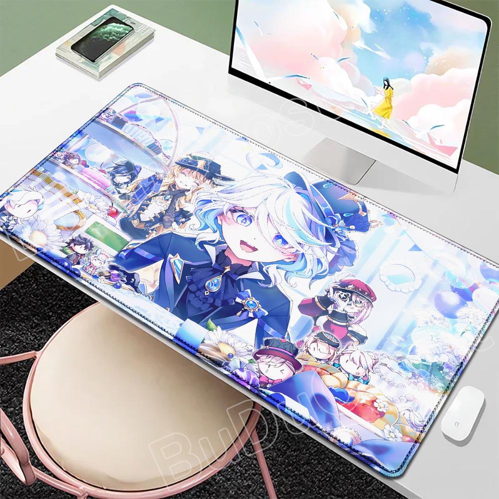 New Wallpaper Gamer Genshin Furina Mouse Pad Anime Gaming Mouse Pad HD Printing Table Pads Rubber Desktop XXL Mousepad Desk Mats