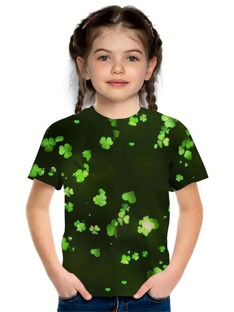 Flower Casual 3d Print Fashion Funny Girls' T-Shirts Summer Short Sleeved Tops Tee Casual T-Shirts Girls' Clothing