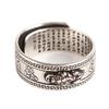 99 Silver PiXiu Buddhist Heart Sutra Ring for Men Women Feng Shui Ring Opening Adjustable Mantra Amulet Wealth Luck