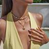 Layered Chain Sun Pendant Bohemian Double Stacked Neck Chain 18K Gold Plated Necklace  Beach