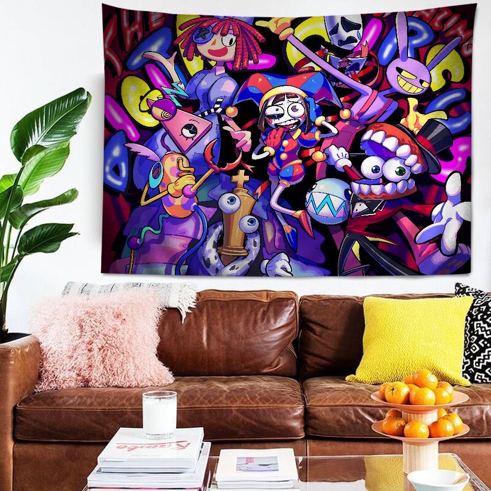 THE AAMAZING DDIGITAL CIRCUS Cartoon Colorful Tapestry Wall Hanging Hippie Flower Wall Carpets Dorm Decor Wall Art Decor 100X70CM