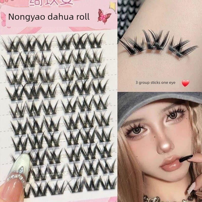 

Thick and Fluffy Glue-Free Large Twisted Rolls Eyelash Book Cartoon on the Mirror Mixed Blood Stuffed Curling Fake Eyelashes Asian Sexy Glue Type Thick Large Flower Roll