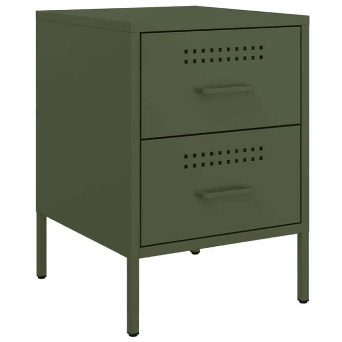 VidaXL Olive Green Bedside Table 36x39x50.5 Cm Steel 842930
