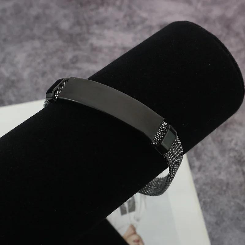 Punk Custom Name Engrave Logo Net Bracelets For Women Trendy Stainless Steal Bracelet Men Charms Friendship Jewelry Valentine