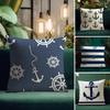 Navy Patterns Luxury Cushion Cover Natural Linen Pillow Case DoubleSided Print Decorative Sofa Pillowcase Home Decor Gift