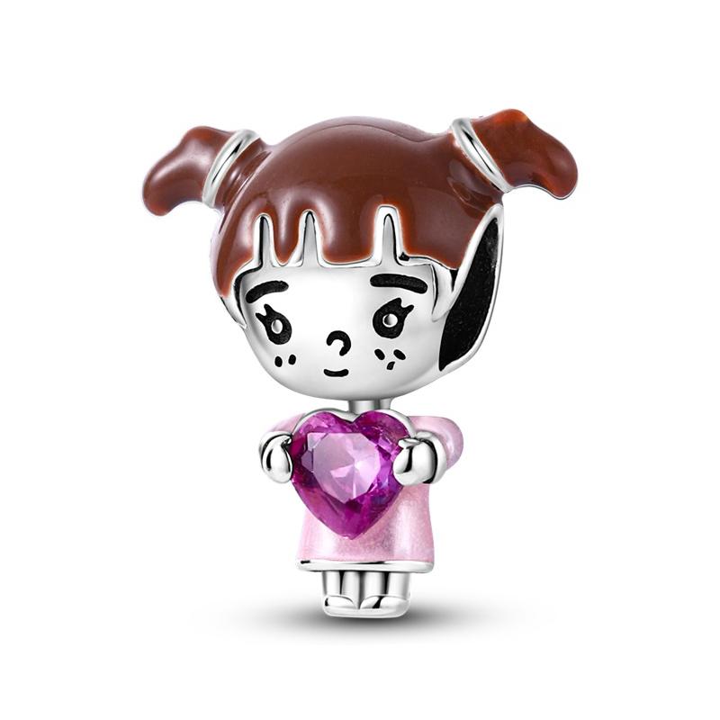 copper Happy Dopamine Girl Boy Cat Charm Bead Charms Bead Charms Compatible With 3mm Authentic Bracelets Do It Yourself Jewellery Souvenir Gift Making