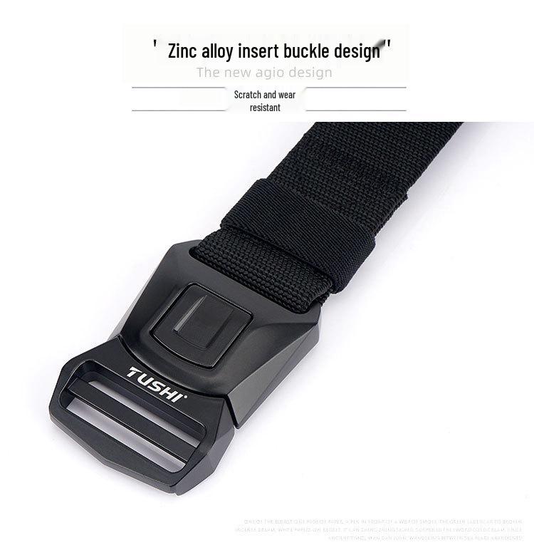 Men's Quick-Release Elastic Workwear Belt with Leather Trim