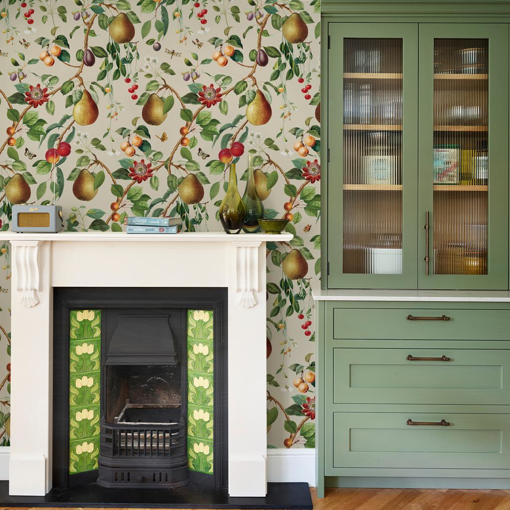 Light Yellow Pears Vinyl Wallpaper Waterproof Fruits Autumn Peel And Stick Wall Sticker Chic Leaves Living Room Decoration