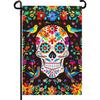 Day of The Dead Garden Flag Skull Welcome Floral Yard Flag Mexican Gothic Skeleton Flowers Birds Double-Sided Garden Flags Fiesta Dia DE Los Muertos H