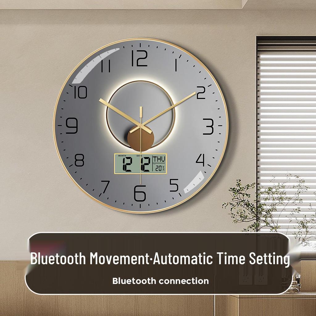 Bestselling Bluetooth Wall Clock with Automatic Time Sync, English LCD, and Perpetual Calendar - Wall-Mounted Electronic Clock