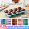 2 Stück Oster-Eiformen 8-Kammer Silikon-Eierpfanne Backen für Osterkuchen-Dekoration Schokolade Süßigkeiten Dessert-Dekorationswerkzeug