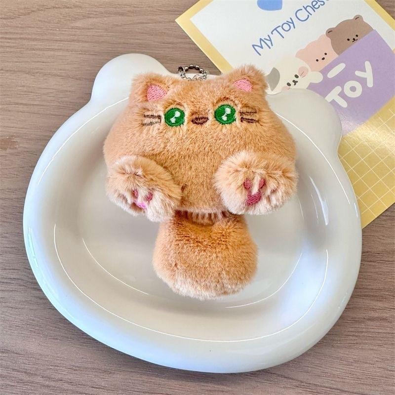 Adorable Plush Cat Doll Brooch Charm Cute Bear Rabbit Backpack Accessory Gift Ideal For Kids