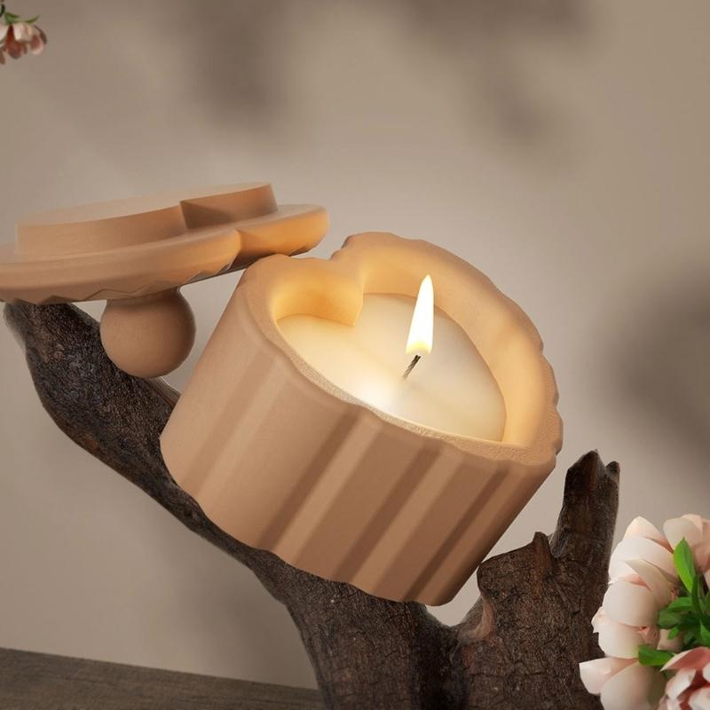 Moule en Silicone Forme de Cœur Tendance Créer Porte-encens Porte-bougie Moule Parfait pour Bureau et Salle de Yoga Facile à Utiliser