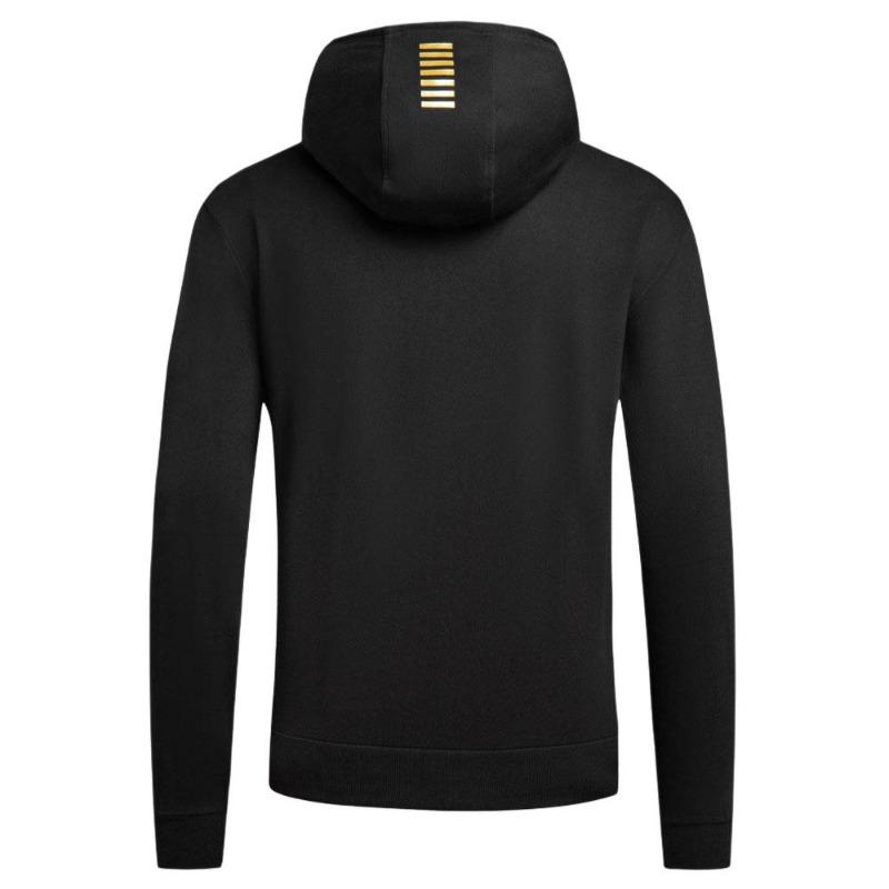 Emporio Armani EA7 FW24 Logo Print Solid Hooded Long Sleeve Sweatshirt Men Black 8NPM32-PJVRZ-0208