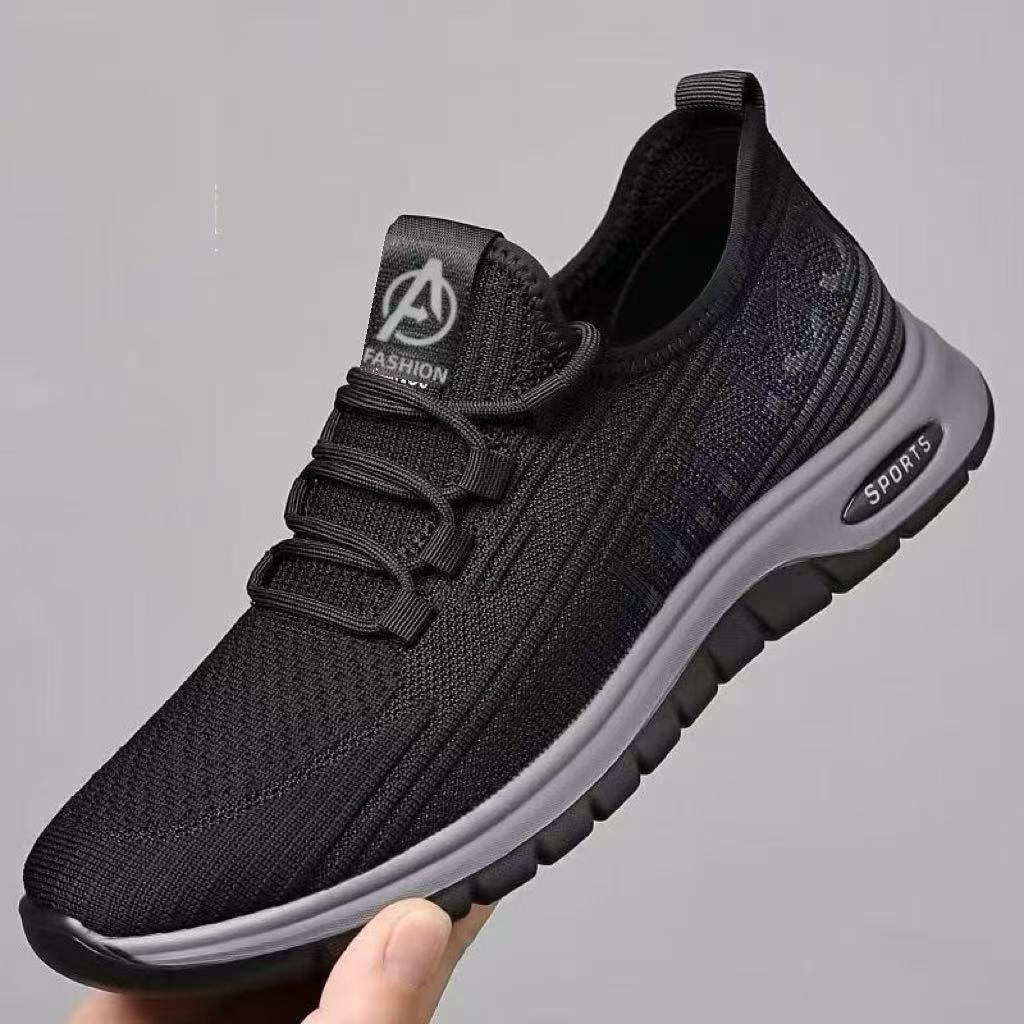 Shoes Flying woven breathable mesh men's soft sole soft surface comfortable and lightweight work driving shoes casual shoes running shoes