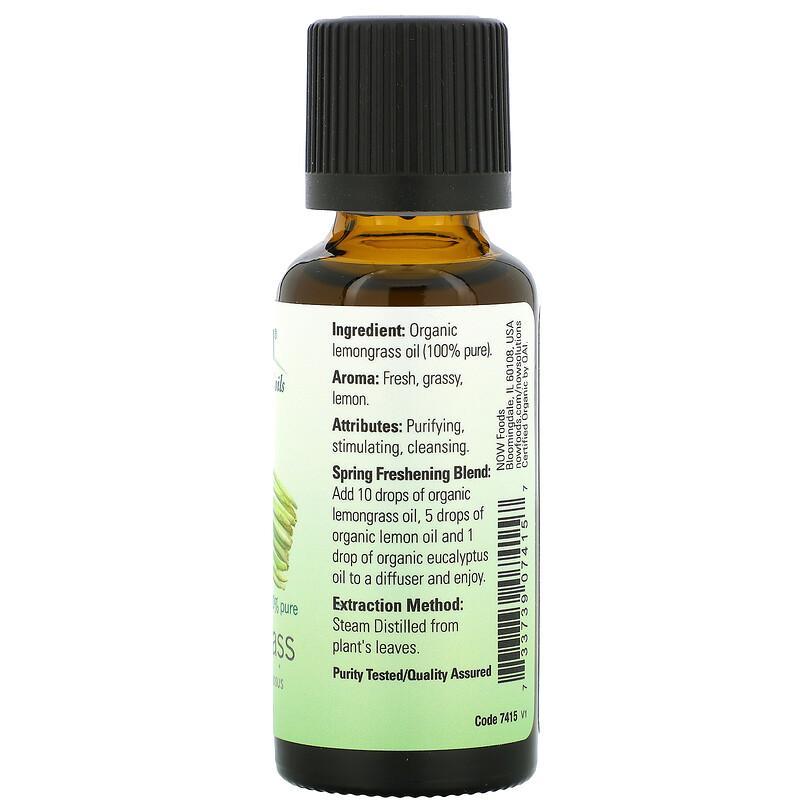 Organic Essential Oils, Lemongrass, 1 Fl Oz (30 Ml)