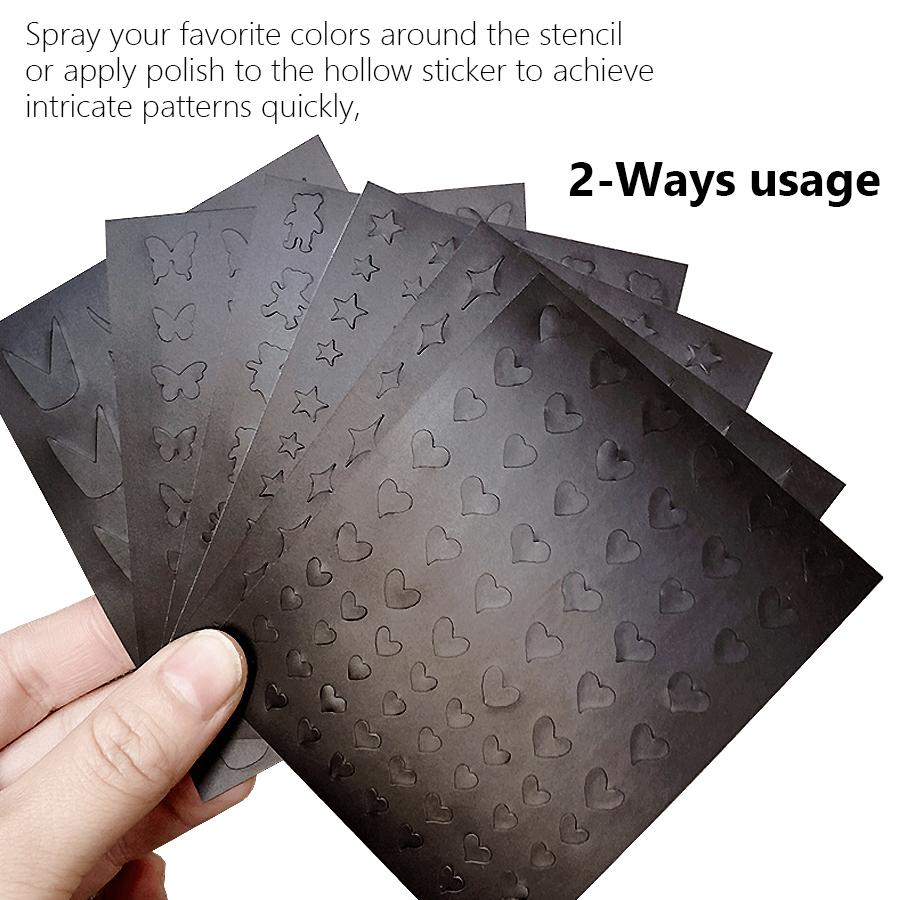Nail Art Airbrush Sticker Stencil Hollow Heart Butterfly Bear Star French Template Nail Stickers Manicure Tool