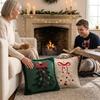 Festive Decor Christmas Pillow Cover Christmas Tree Soft Fluffy Cushion Cover Bow Embroidery Skin-friendly Pillowslip Bedroom