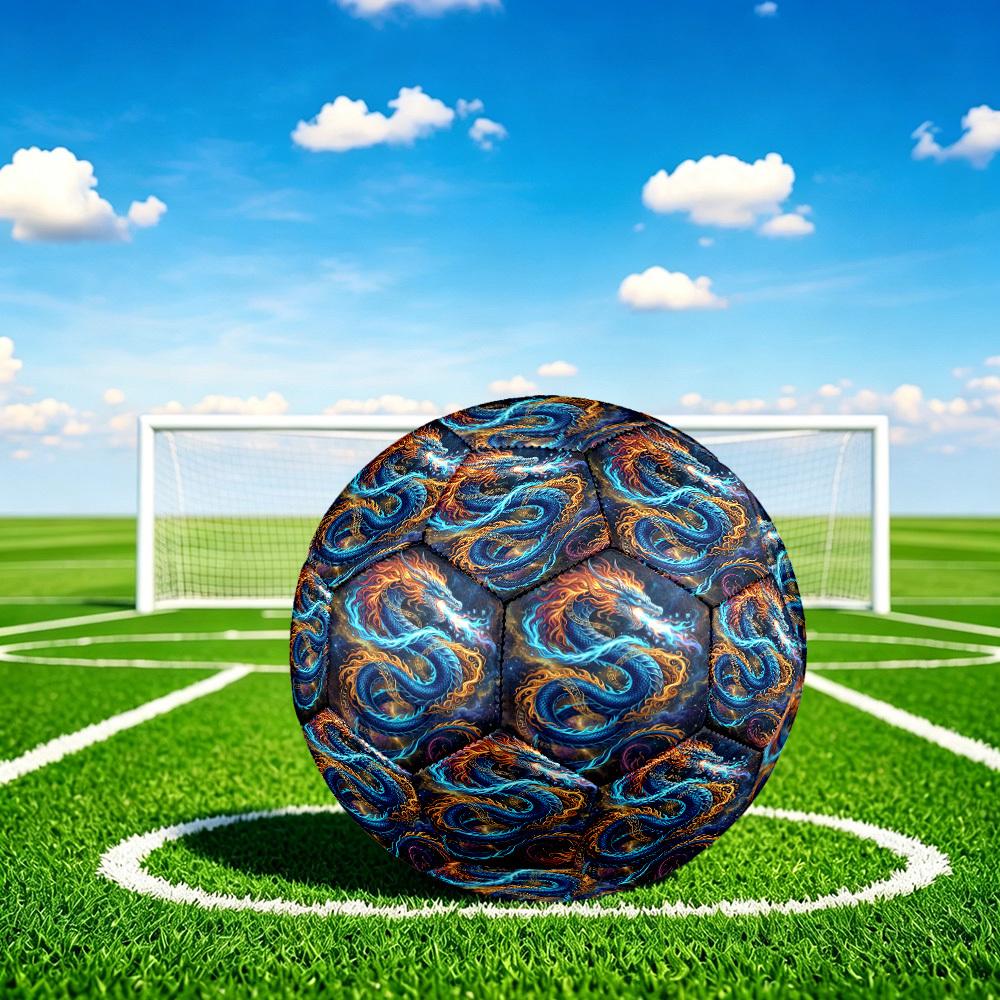1pc Cosmic Dragon Art Theme Soccer Ball Football, Size 5, Lightweight PVC, Outdoor Training Soccer Ball,Gift c65109