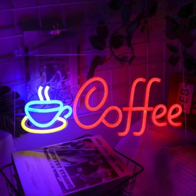 Coffee OPEN Neon Sign LED Light Coffees Bar Decor USB Powered Adjustable Brightness Coffee Station Coffee Lovers Birthday Gift