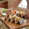 Easy-Access Handle Stainless Steel Taco Holders V-Shaped Reversible Tortilla Holder Non-Stick Stackable Sushi Holder Outdoor BBQ