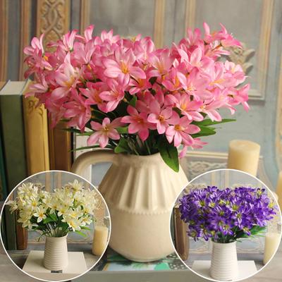 Schöner künstlicher Mini-Lilien-Blumenstrauß für Zuhause, Hochzeit, Dekoration, 24 Blumen auf 1 Stück