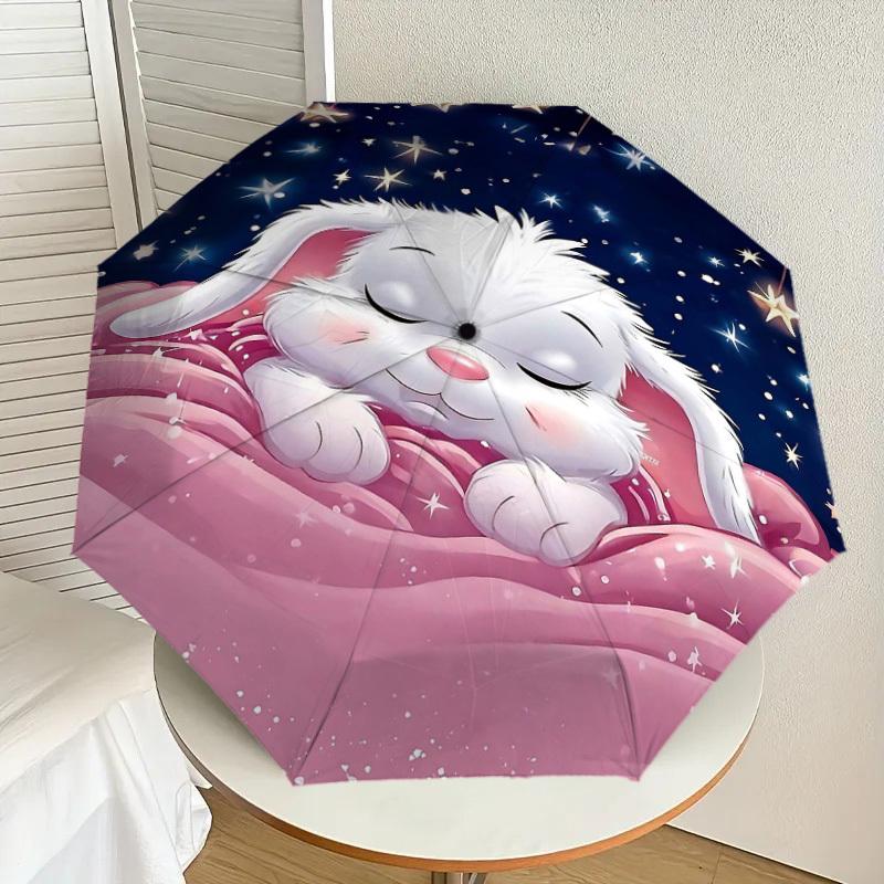 1PC Sleeping Bunny Umbrella-8-Rib Reinforced Portable Folding Travel Suitable for All Seasons Outdoor Daily Use  -J0321
