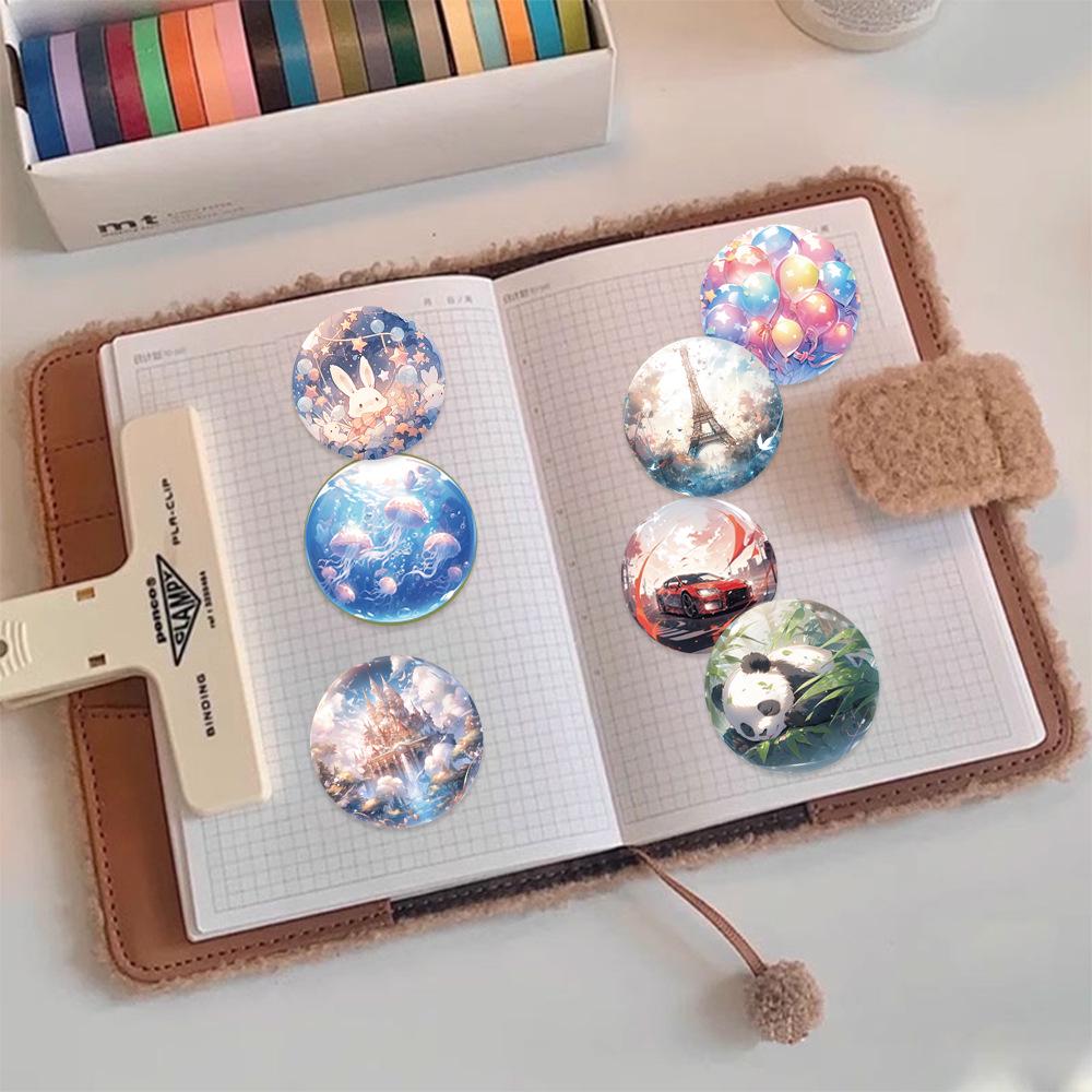 50 Cartoon Glass Ball Stickers for DIY: Perfect for Luggage, Diary, Refrigerator, Skateboard, Helmet, and More!