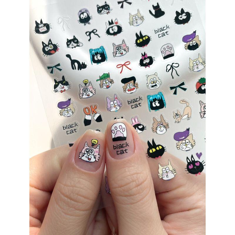 

Cartoon Lines Puppy Scrawl Black Cat Nail Stickers Young Adult Children s Funny Graffiti Nail Stickers Cartoon Wear Nail Scribbled Black Cat 1172