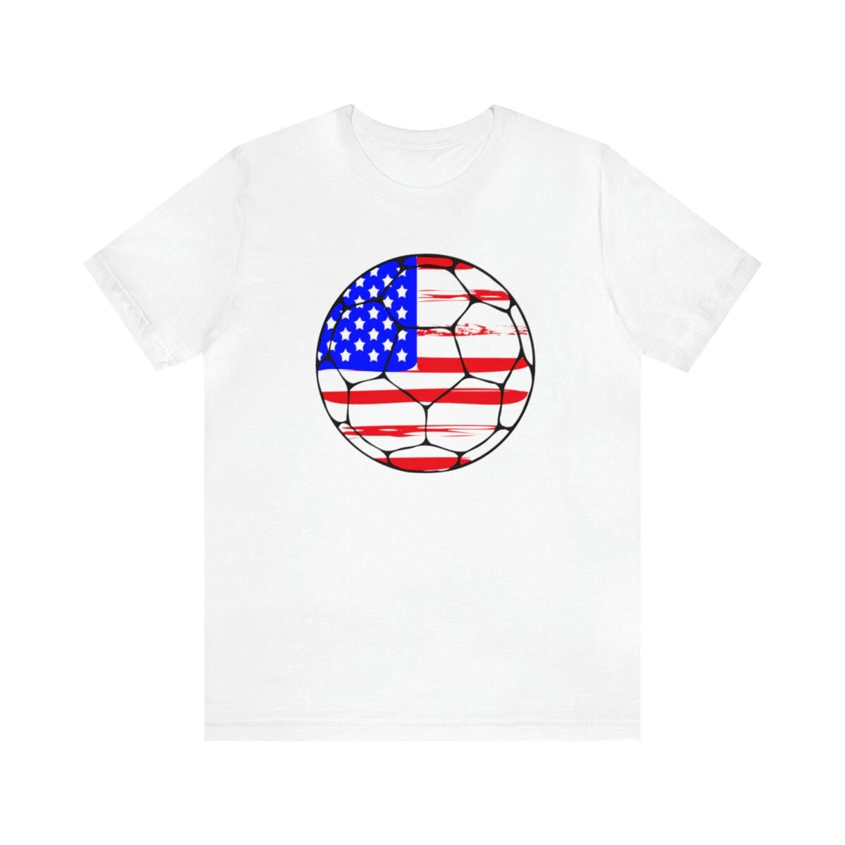 USA America Soccer Football T-Shirt, World Cup Shirt, USA Flag Shirt L