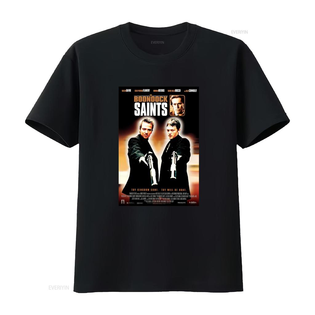 The Boondock Saints Movie Poster Inspired Black T Shirt Cool Design for Fans Vintage Washed Soft Graphic Homme Stretched