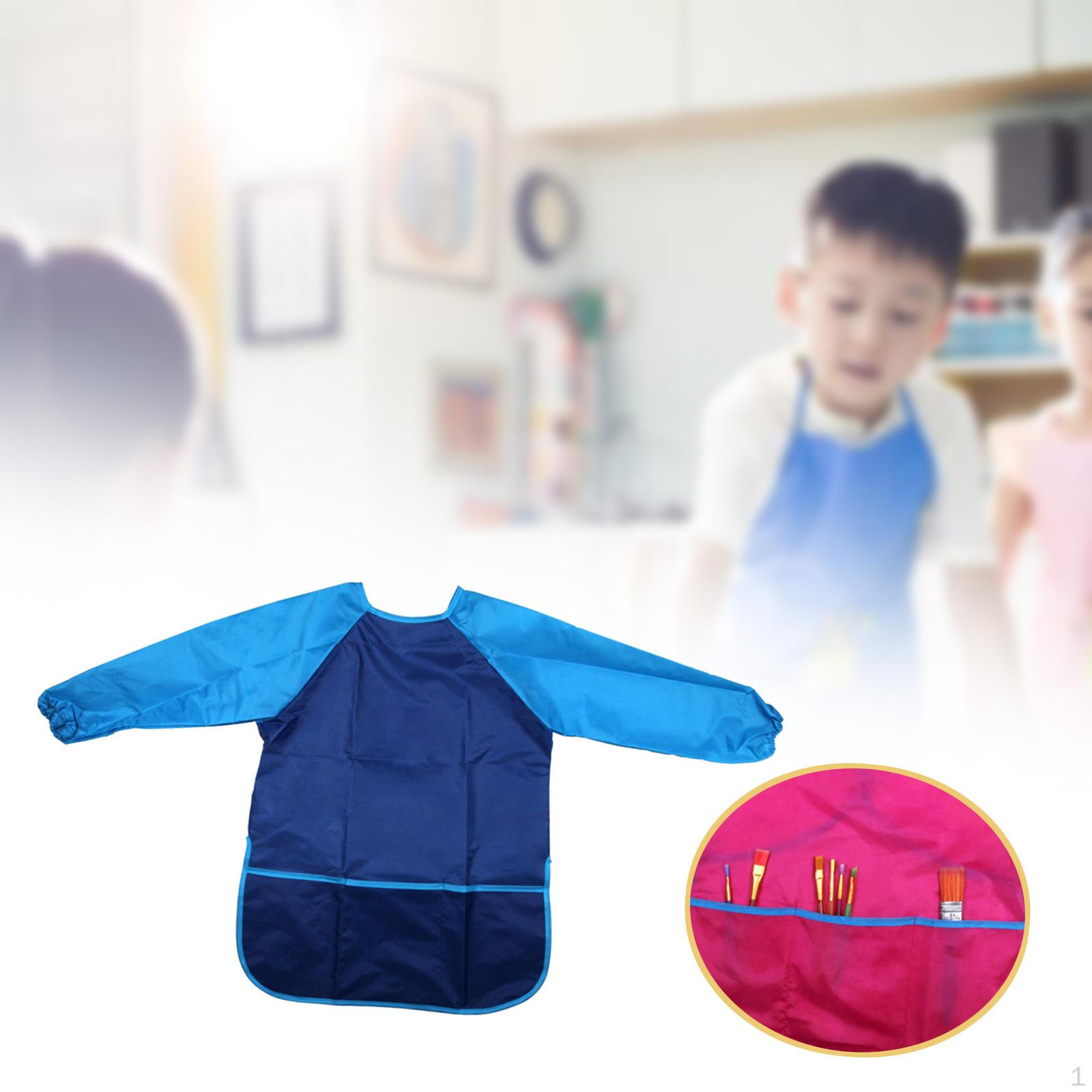 

Дитячий водонепроникний художній фартух з кишенею для творчих занять синій