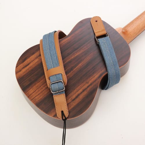 Denim Leather Ukulele Strap with Adjustable Shoulder Pad for All Ukuleles, Mandolins, and Banjos