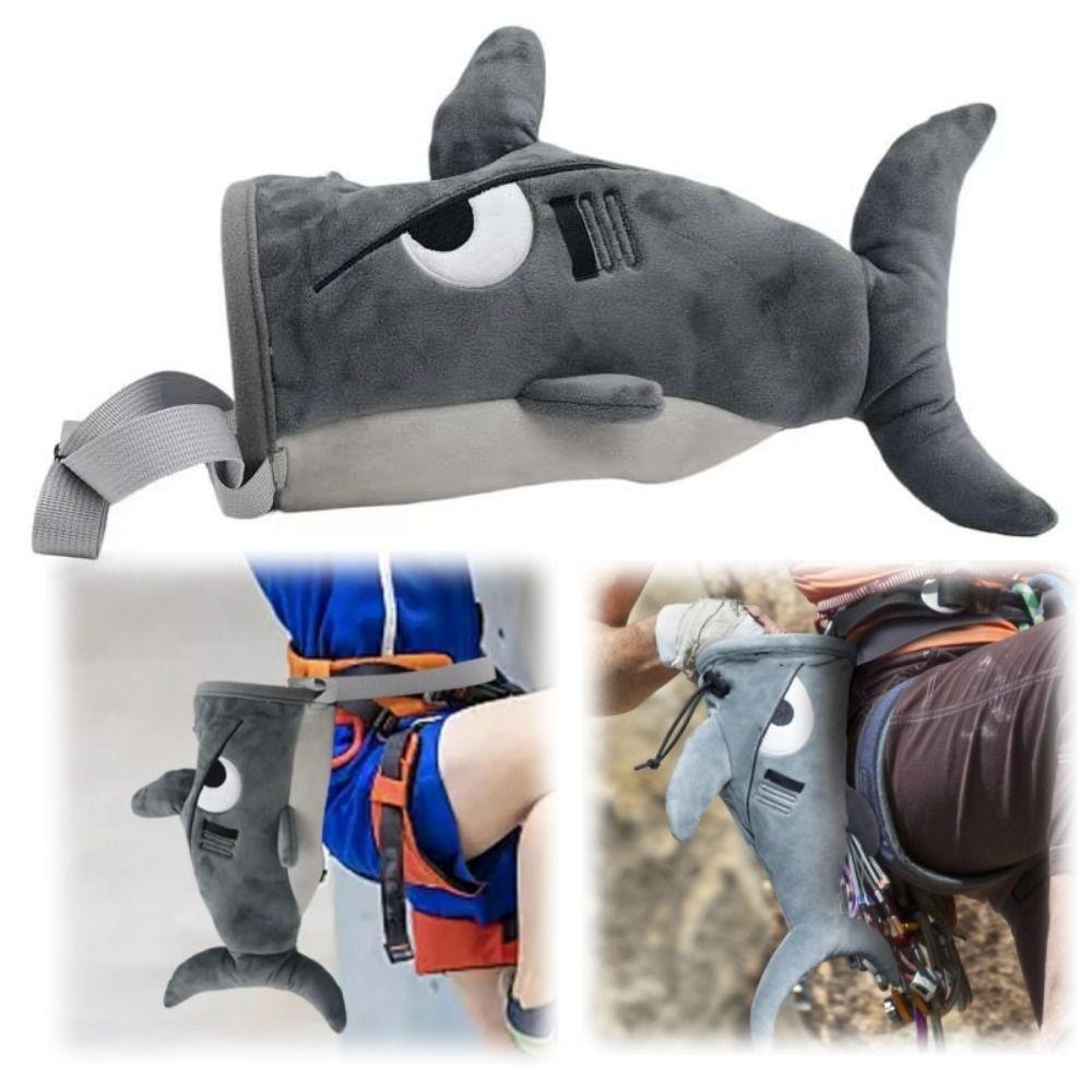 Rock Climbers Shark Chalk Bag Flannel Magnesium Powder Bag Rock Climbing Bag  Gyming Sports Gift