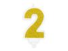 PartyDeco Birthday Candle Number 2 Gold 7cm