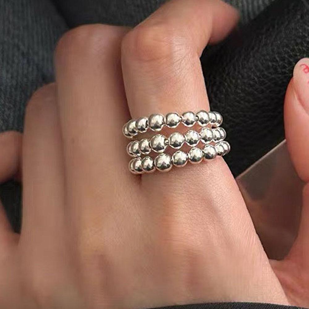 

BF CLUB 925 Sterling Rings for Women 3 Layers Simple Geometric Handmade Irregular Retro Ring Allergy For Birthday Party Gift resizable