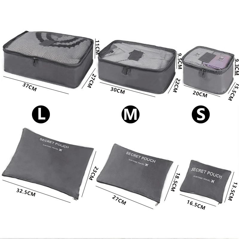 6 Pieces/set Travel Bag Clothes Shoe Organizer Traveling Compression Packing Cubes Suitcase Luggage Organizers Home Storage